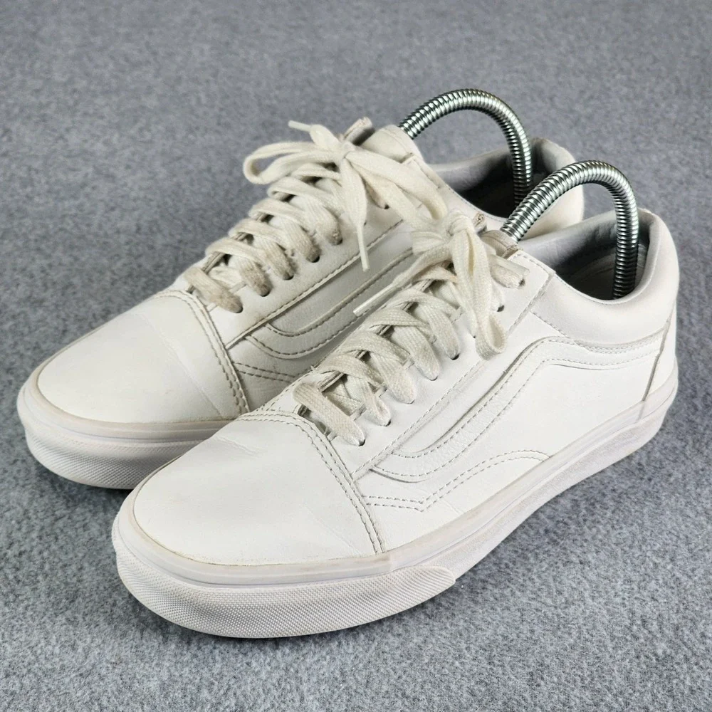 Vans Old Skool Skateboard Sneaker Men 7 Women 8.5 True White Canvas Shoes 721356